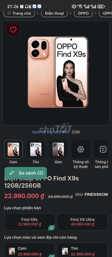 Oppo Find X9s 256GB Cam nhạt. Mua bán Điện thoại tại Quận Ngô Quyền Hải Phòng được đăng bởi T Hoàng hình 1