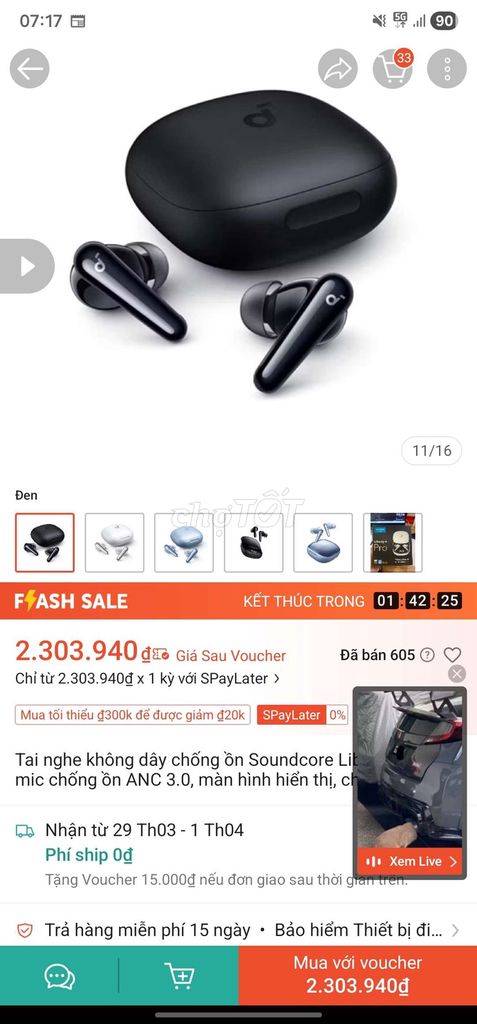 Tai nghe Soundcore Liberty 4 Pro Đen. Mua bán Tivi, Âm thanh tại Quận Cẩm Lệ Đà Nẵng được đăng bởi Tung hình 1