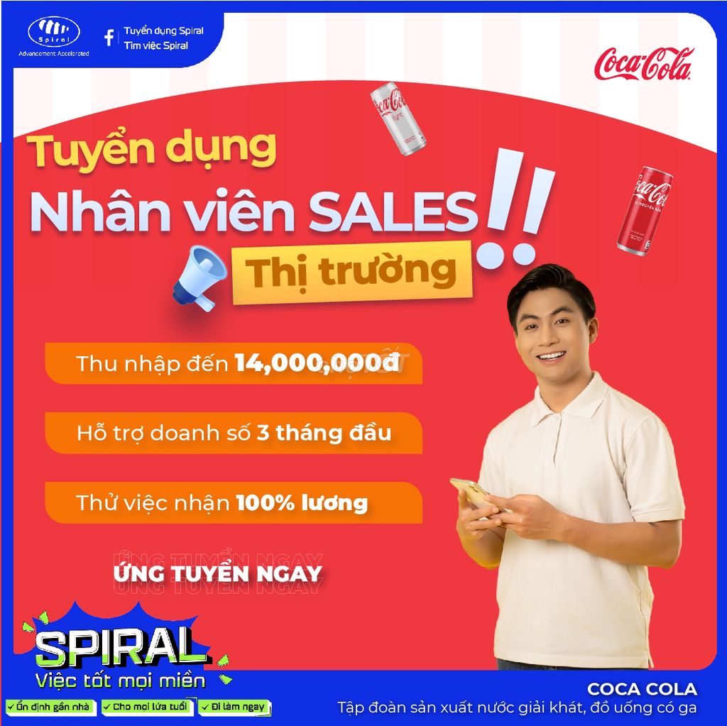 COCA COLA TUYỂN NHÂN VIÊN KINH DOANH THỊ TRƯỜNG