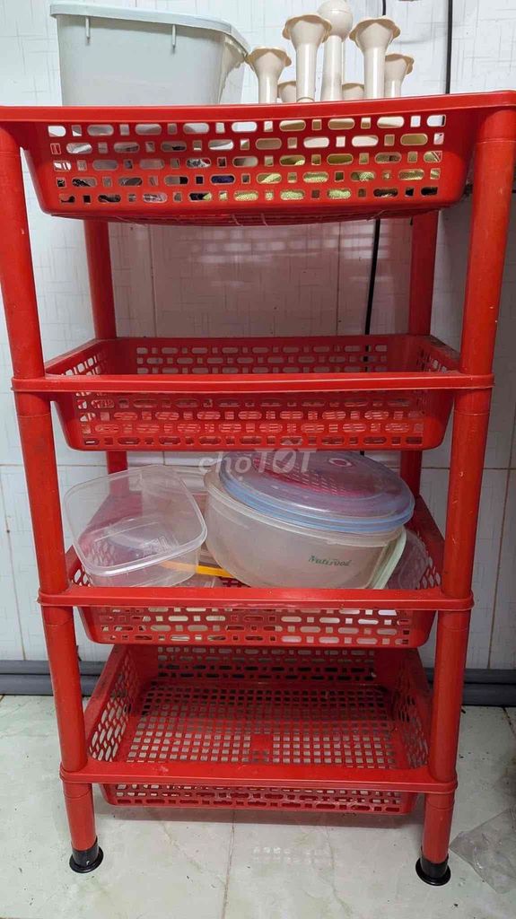 Kệ đựng chén nhựa 4 tầng màu Đỏ. Mua bán Dụng cụ nhà bếp tại Huyện Đức Hòa Long An được đăng bởi THẢO THẢO hình 1