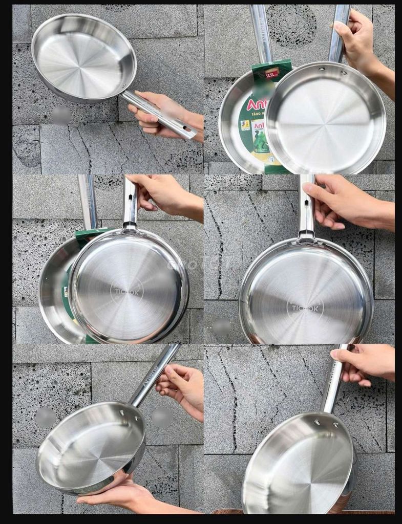 Chảo chiên TiCook Inox 304 22cm. Mua bán Dụng cụ nhà bếp tại Quận Thanh Khê Đà Nẵng được đăng bởi Gia Dụng Thủy Lê hình 1