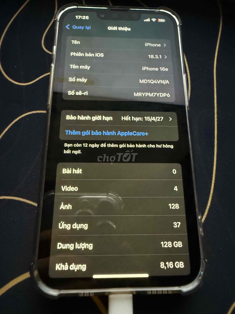iPhone 16e 128GB Đen Đã qua sử dụng. Mua bán Điện thoại tại Thành phố Phúc Yên Vĩnh Phúc được đăng bởi Noname hình 1