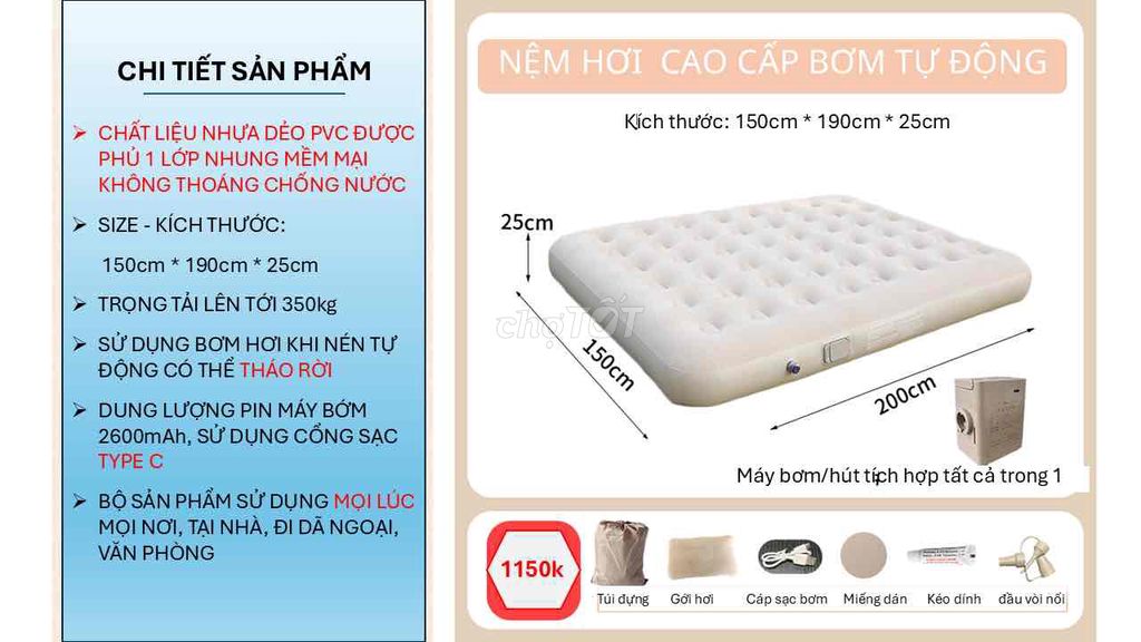 NỆM HƠI CAO CÂP - BƠM TỰ ĐỘNG
