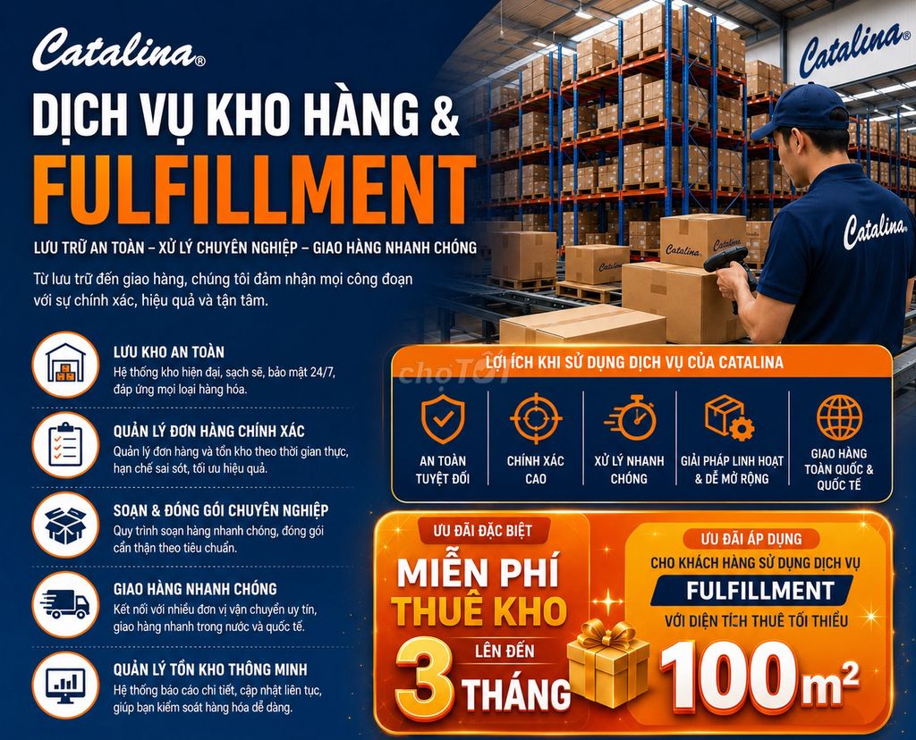 Dịch vụ Fulfillment Catalina Logistics. Dịch vụ tại Quận Bình Thạnh Tp Hồ Chí Minh được đăng bởi Thảo Lê hình 1