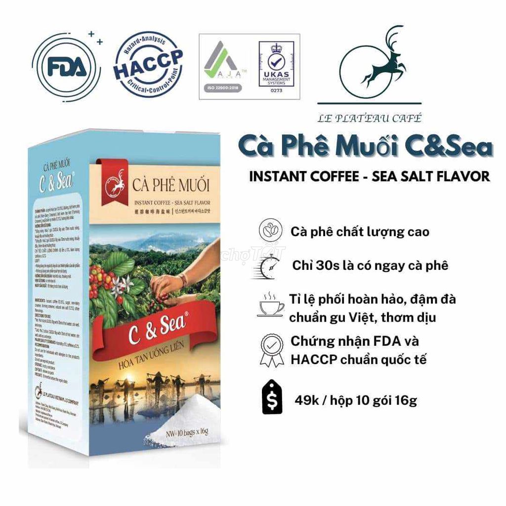 Cà phê muối hoà tan C&Sea hộp 10 gói