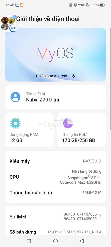Nubia Z70 Ultra 256GB. Mua bán Điện thoại tại Thành phố Thủ Đức Tp Hồ Chí Minh được đăng bởi Trần Thành Đạt hình 1