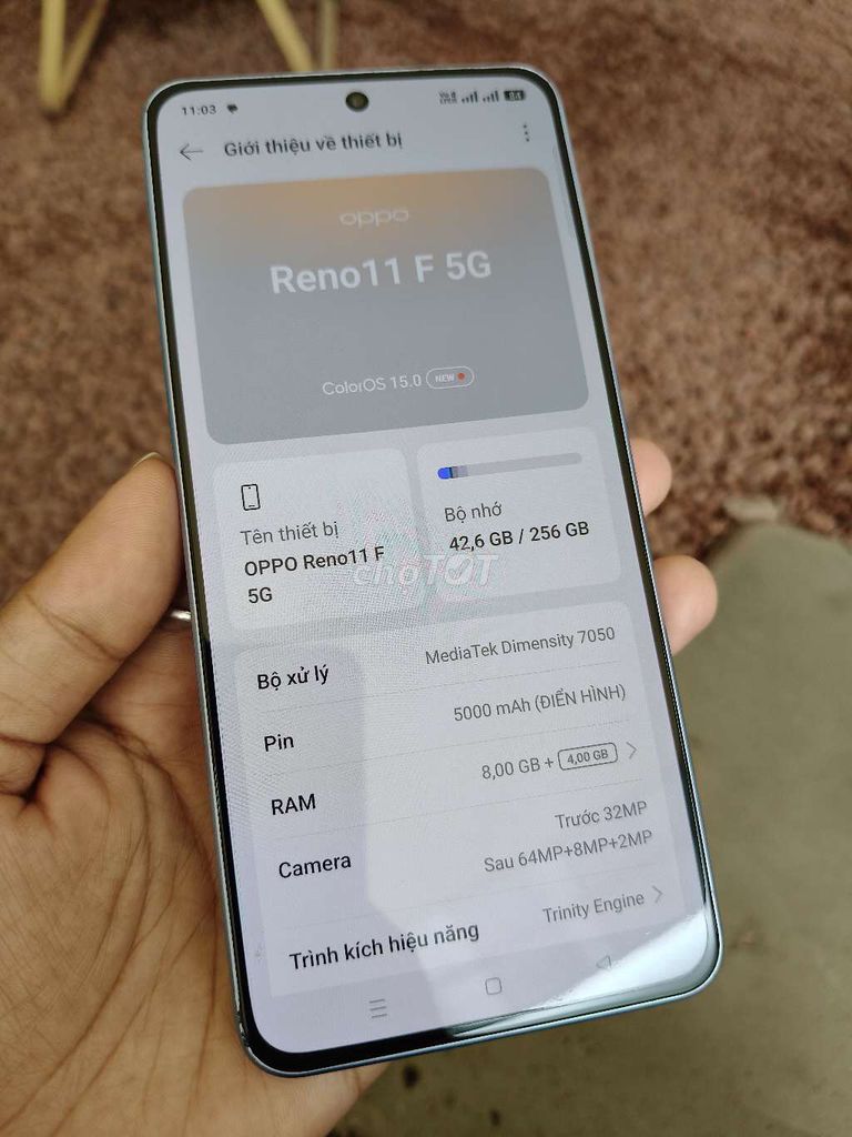 Oppo Reno 11F 5G 8GB/256GB zin 100%.bao test ok. Mua bán Điện thoại tại Quận Bình Thuỷ Cần Thơ được đăng bởi kimAnh13 máy củ zin  hình 1