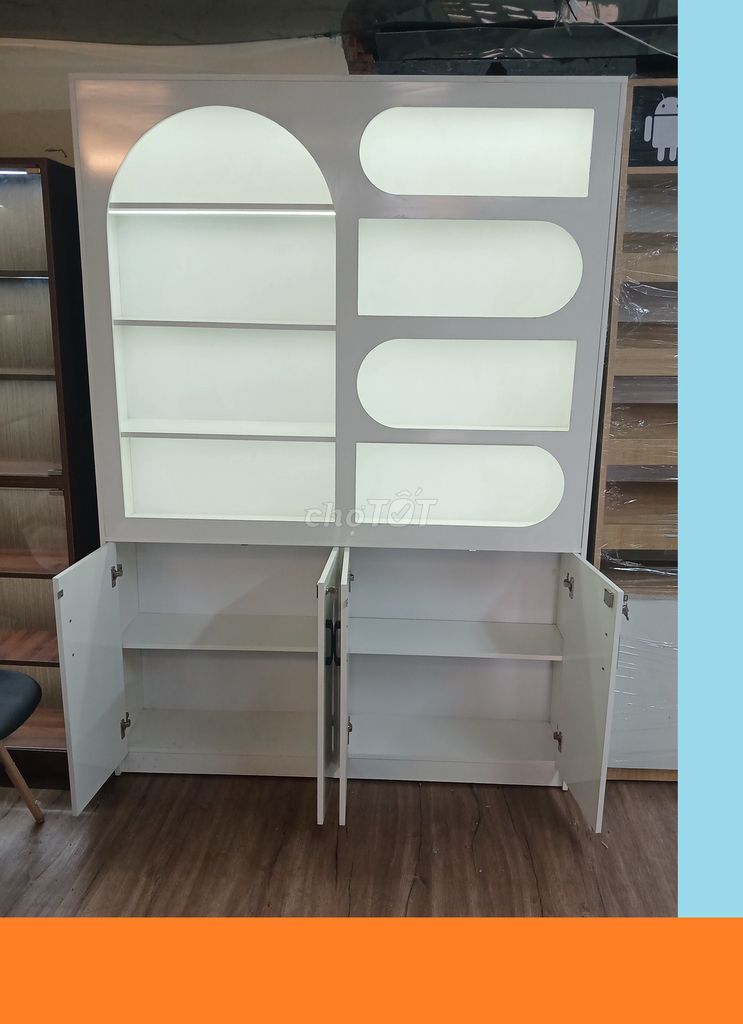 Tủ trưng bày ván màu Trắng 140 x 200. Mua bán Tủ, kệ gia đình tại Quận Gò Vấp Tp Hồ Chí Minh được đăng bởi BÀN TỦ KỆ TẠI XƯỞNG hình 1