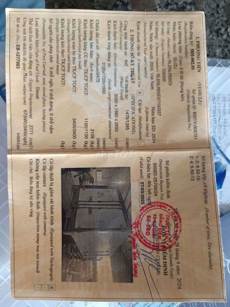 BÁN GẤP Isuzu 1.1 tấn đời 2009 thùng kín 3m2. Mua bán Xe tải, xe ben tại Thành phố Thuận An Bình Dương được đăng bởi Xe tải Bình Dương hình 6