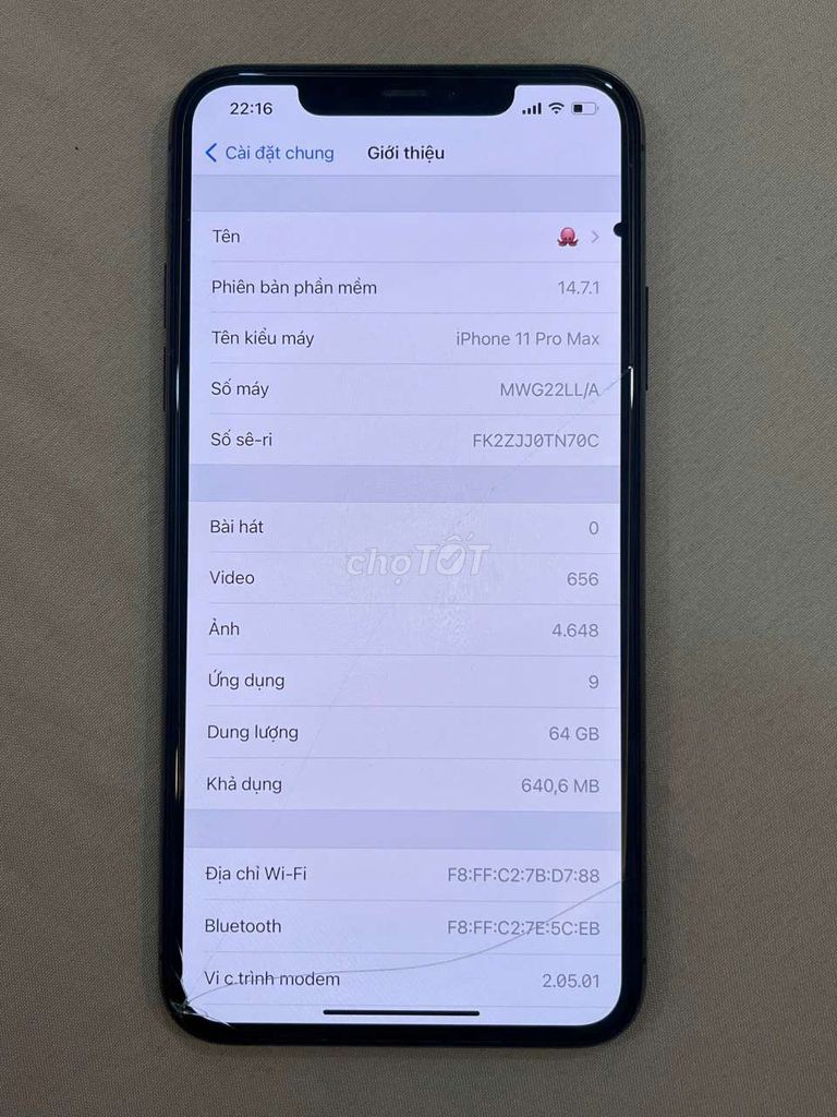 Apple iPhone 11 Pro Max 64GB Xám. Mua bán Điện thoại tại Huyện Định Quán Đồng Nai được đăng bởi Hà Ngọc Tùng hình 1