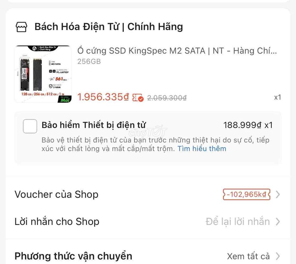 KingSpec M2 SATA 256GB Chưa sử dụng. Mua bán Linh kiện (RAM, Card...) tại Quận Hà Đông Hà Nội được đăng bởi Én hình 1