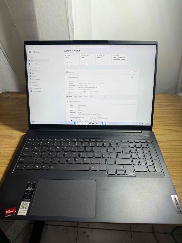 Lenovo Ideapad 5 Pro Ryzen 5-5600H 8GB/512GB. Mua bán Laptop tại Quận Đống Đa Hà Nội được đăng bởi Tiến Phát hình 1