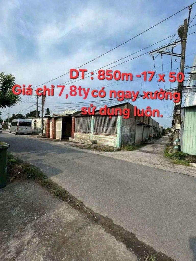 Kho xưởng 2mt đường số 88-Tân Phú Trung-Củ Chi.Dt 17x50~850m2~6,9ty