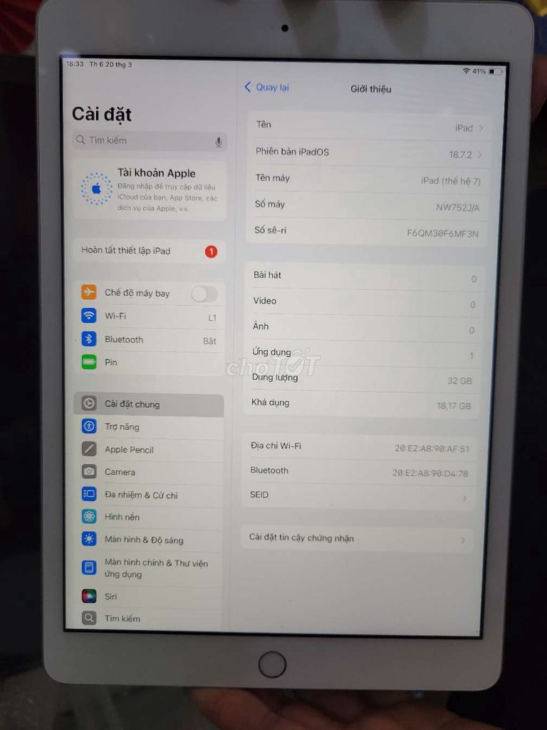 Apple iPad Gen 7 32GB Trắng. Mua bán Máy tính bảng tại Quận Tân Phú Tp Hồ Chí Minh được đăng bởi minh hình 1