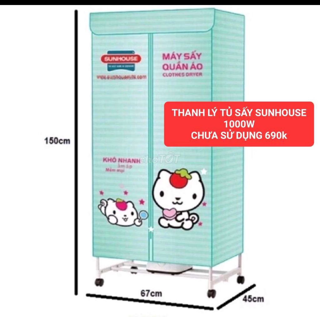 THANH LÝ TỦ SẤY ĐỒ SUNHOUSE 1000W CHƯA SỬ DỤNG