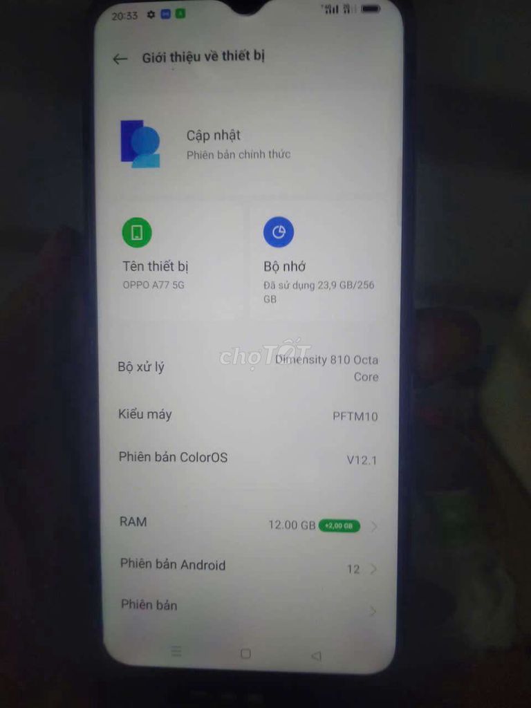 OPPO A77 5G 256GB Xám Dimensity 810. Mua bán Điện thoại tại Huyện Bình Chánh Tp Hồ Chí Minh được đăng bởi Khuong Gkiet Yanh Tanh hình 1