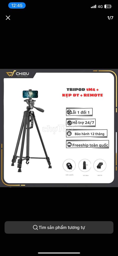 Chân máy ảnh Kim loại Đen 1m4 Kẹp điện thoại. Mua bán Máy ảnh, Máy quay tại Quận Tân Bình Tp Hồ Chí Minh được đăng bởi Kim Quyền hình 1