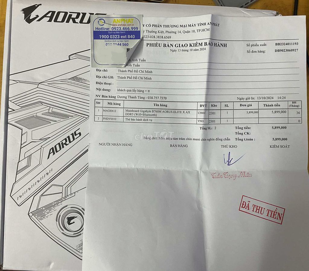CPU i7 12700KF + B760M Trắng Aorus Elite X AX DDR5. Mua bán Linh kiện (RAM, Card...) tại Quận 6 Tp Hồ Chí Minh được đăng bởi Tuấn hình 2
