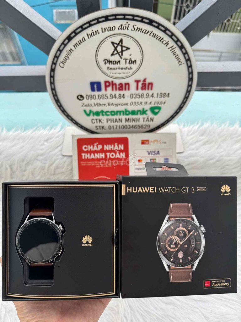 Huawei gt3 46mm bản dây da nâu full box tầm 99%