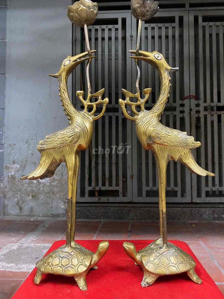 Đôi hạc đồng xưa cao 50cm. Mua bán Đồ sưu tầm, đồ cổ tại Huyện Thạnh Phú Bến Tre được đăng bởi lê cường hình 1