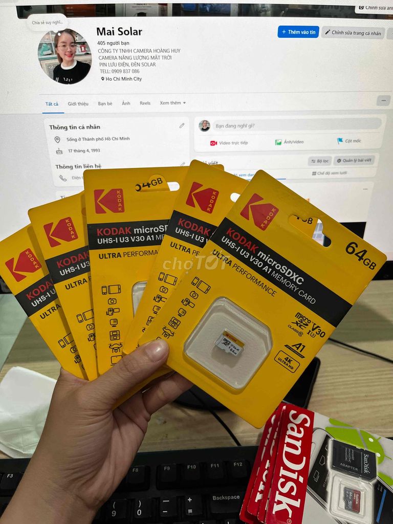 Thẻ nhớ Kodak 64GB UHS-I U3 V30 A1. Mua bán Phụ kiện (Màn hình, Chuột...) tại Quận Tân Phú Tp Hồ Chí Minh được đăng bởi Camera Pin Thẻ Nhớ hình 1