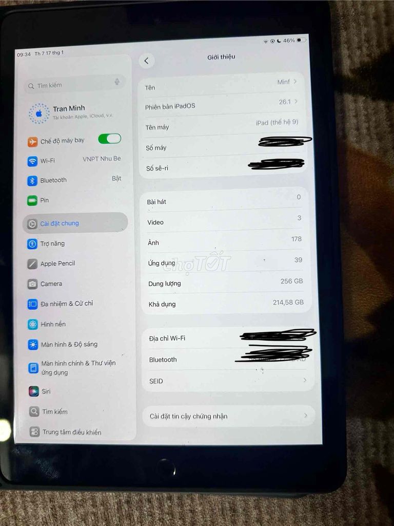 Apple iPad Gen 9 256GB Bypass. Mua bán Máy tính bảng tại Thị xã Mỹ Hào Hưng Yên được đăng bởi Kevin Trần hình 1