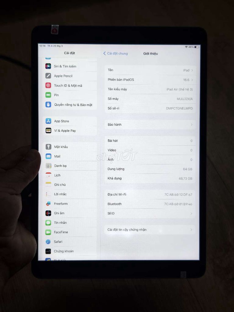 Apple iPad Air 3 64GB Xám. Mua bán Máy tính bảng tại Quận Hà Đông Hà Nội được đăng bởi Minh Quang hình 1