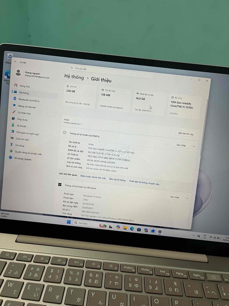 Microsoft Surface Laptop Go 3 i5 16GB/256GB. Mua bán Laptop tại Quận 12 Tp Hồ Chí Minh được đăng bởi Pc quận 12 hình 1