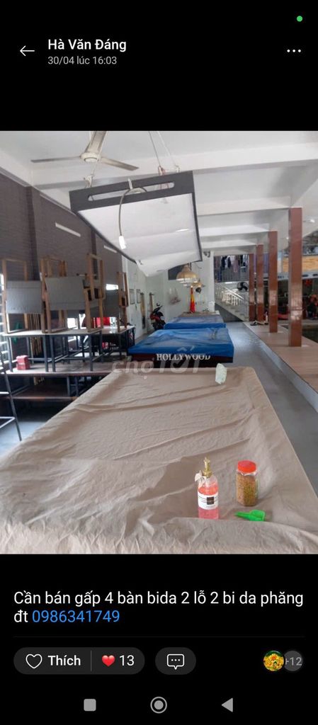 Bàn bida 4 lỗ phẳng. Mua bán Đồ thể thao, Dã ngoại tại Thị xã Tân Uyên Bình Dương được đăng bởi Trieu Tuan hình 1