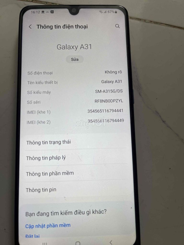 Samsung Galaxy A31 6GB 128GB Xanh Đã sử dụng. Mua bán Điện thoại tại Quận Cái Răng Cần Thơ được đăng bởi Nguyễn Hải hình 1