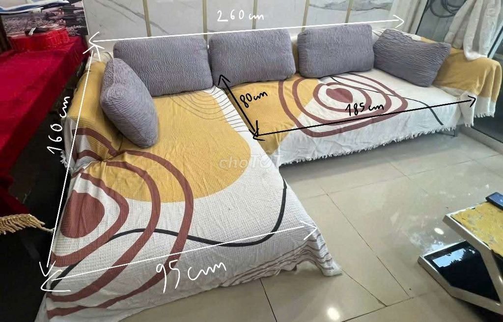 Sofa góc L Vải Xám 260x160 Đã qua sử dụng. Mua bán Bàn ghế tại Huyện Nhà Bè Tp Hồ Chí Minh được đăng bởi Lê Anh Kiều hình 1