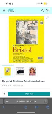 Tập giấy vẽ Strathmore Bristol smooth A4