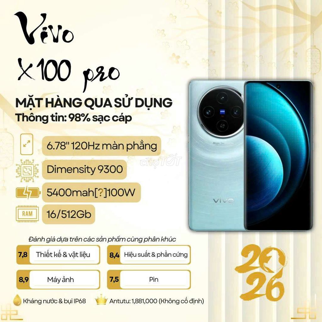Vivo X100 Pro 16/512GB Xanh Kèm Sạc. Mua bán Điện thoại tại Quận Ninh Kiều Cần Thơ được đăng bởi Zelda Phone hình 1