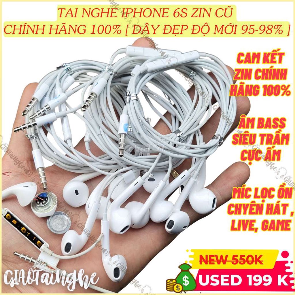 Tai nghe iphone 6s zin cũ chính hãng 100% DÂY ĐẸP