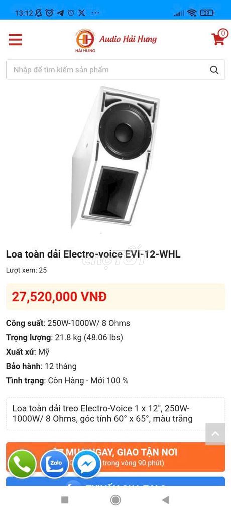 Loa Electro-Voice EVI-12 full 30 hàng mỹ sịn. Mua bán Tivi, Âm thanh tại Huyện Gia Lâm Hà Nội được đăng bởi Mr thanh hình 1