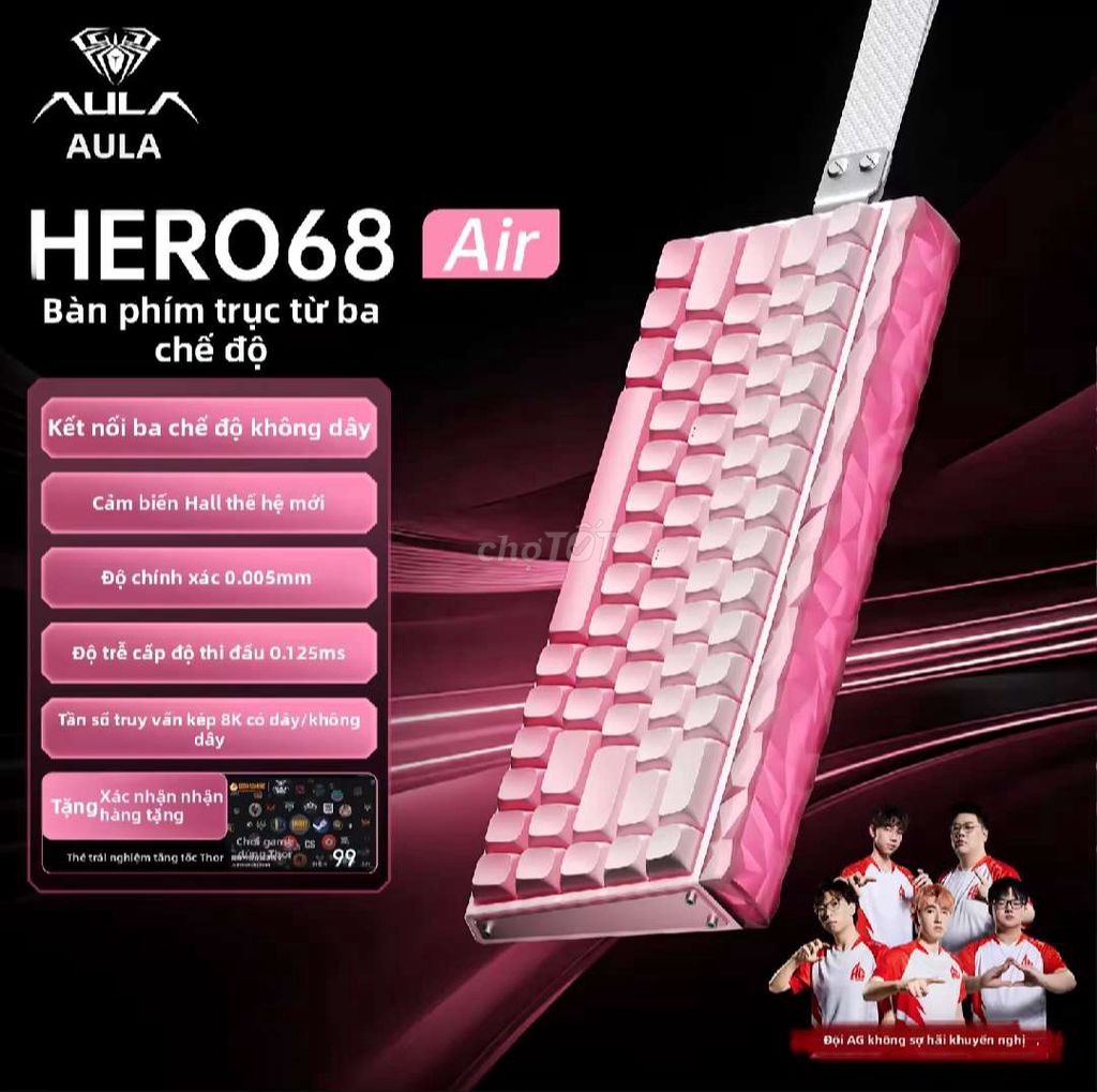 Bàn phím cơ AULA HERO68 Air Không dây Hồng. Mua bán Phụ kiện (Màn hình, Chuột...) tại Thành phố Mỹ Tho Tiền Giang được đăng bởi Huy Pham hình 1
