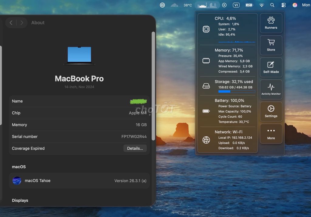 Apple MacBook Pro M4 16GB/512GB Đen. Mua bán Laptop tại Quận Thanh Khê Đà Nẵng được đăng bởi Nguyễn Xuân Tùng hình 1