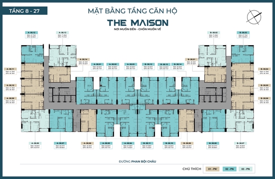 Dự án CH The Maison DT 67m2, 2PN, 1WC Căn View Sông