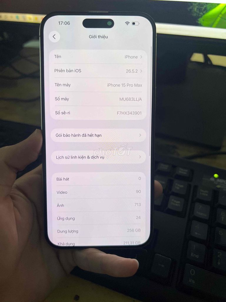 Apple iPhone 15 Pro Max 256GB Xám. Mua bán Điện thoại tại Huyện Yên Phong Bắc Ninh được đăng bởi Duy Văn hình 1
