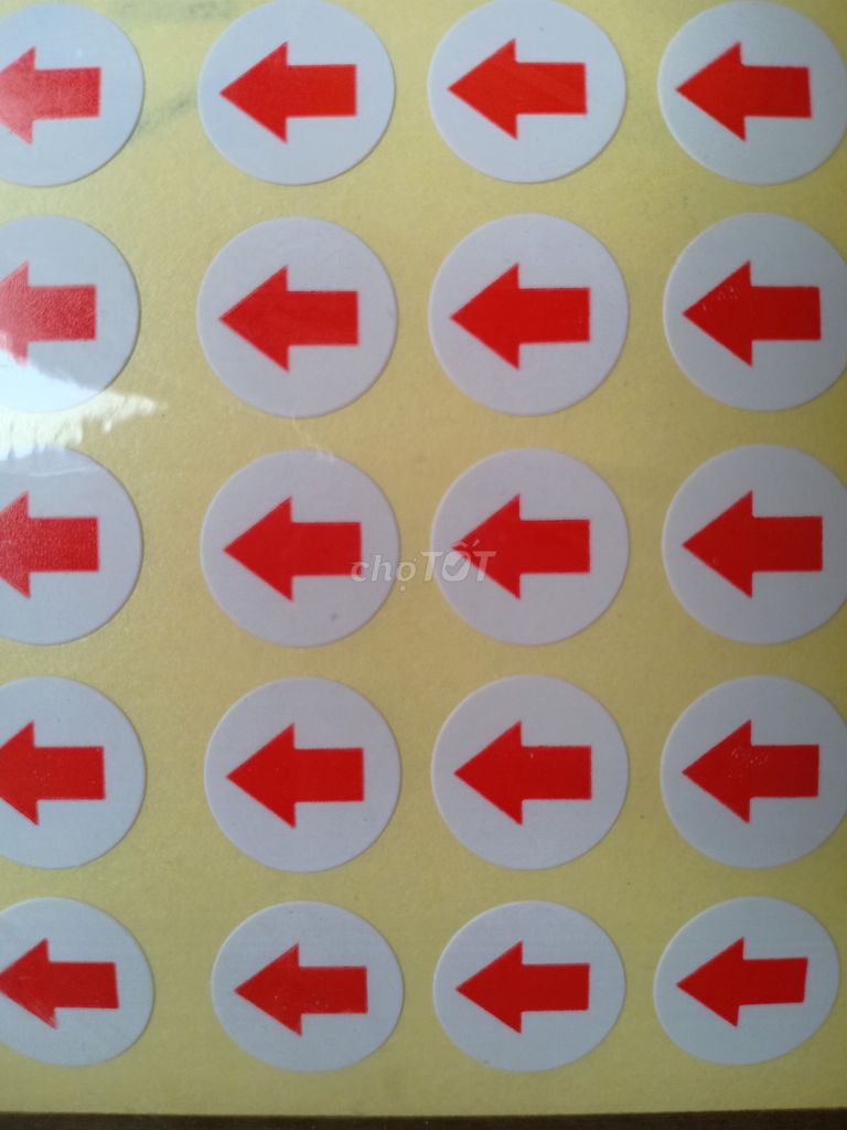 Decal sticker tem dán lỗi  mũi tên đỏ tròn 1cm