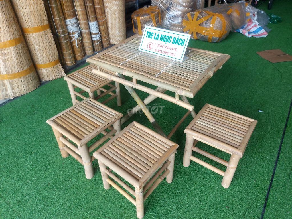 Bàn Ghế Tre Cafe - Quán Ăn - Decor -  Tiểu Cảnh