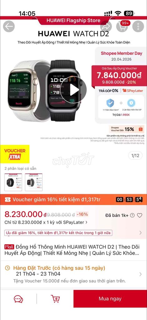 Huawei Watch D2 Vàng. Mua bán Thiết bị đeo thông minh tại Thành phố Huế Thừa Thiên Huế được đăng bởi Nguyễn Thiện hình 1
