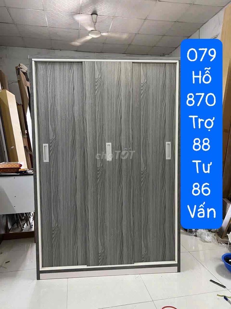 TỦ lùa kt 1m80x 1m20x 45cm #nhựa Đài Loan 3 cánh