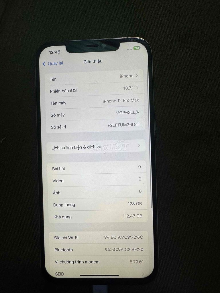 Apple iPhone 12 Pro Max 128GB. Mua bán Điện thoại tại Thành phố Buôn Ma Thuột Đắk Lắk được đăng bởi Nguyễn Thành Nam hình 1
