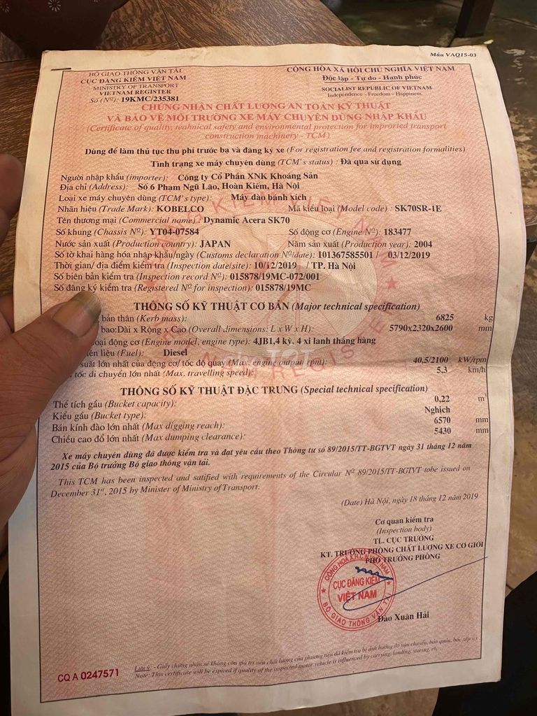 Bán KOBELCO sk70sr-1. Mua bán Phương tiện khác tại Huyện Krông A Na Đắk Lắk được đăng bởi Vũ Chiến hình 13