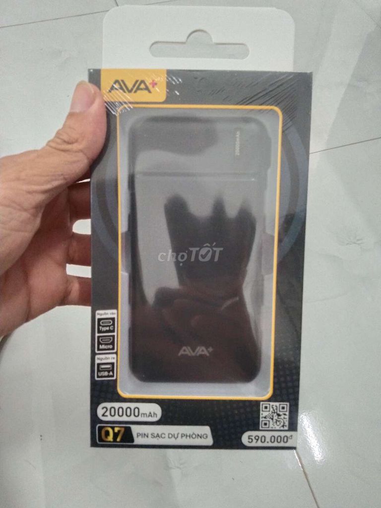 Sạc dự phòng AVA+ Q7 20000mAh Đen. Mua bán Phụ kiện (Màn hình, Chuột...) tại Huyện Châu Thành Kiên Giang được đăng bởi thanh phong  hình 1
