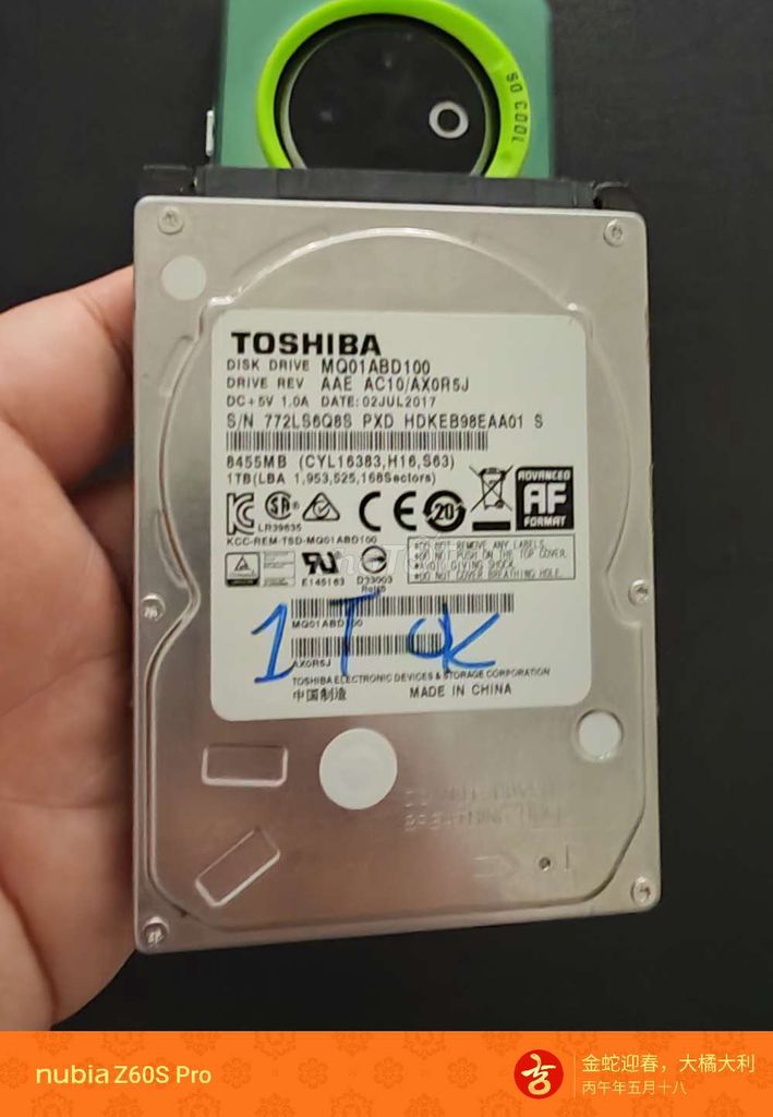 Ổ cứng HDD Toshiba MQ01ABD100 1TB Trung Quốc. Mua bán Linh kiện (RAM, Card...) tại Huyện Bình Chánh Tp Hồ Chí Minh được đăng bởi Anh Tý Shop hình 1