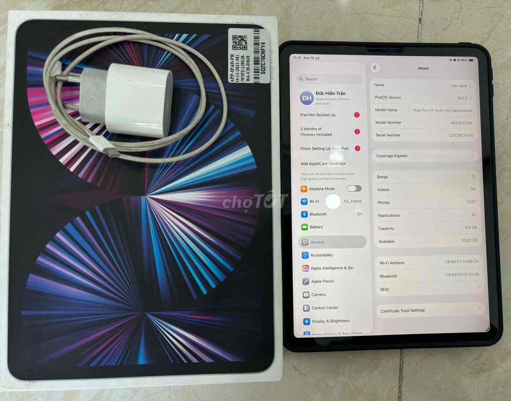 iPad Pro 11 inch M1 128GB (Fullbox, phụ kiện). Mua bán Máy tính bảng tại Thành phố Thủ Đức Tp Hồ Chí Minh được đăng bởi Hiền Trần hình 1