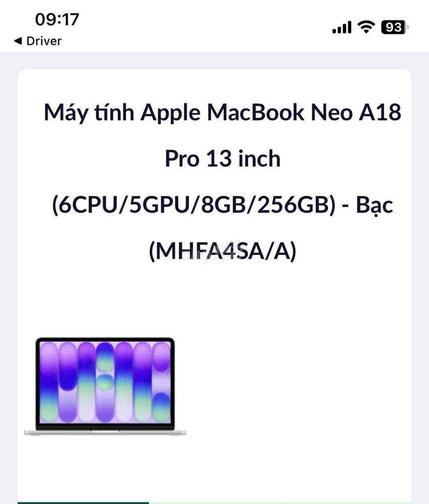 Apple MacBook Neo A18 Pro 13 inch 8GB/256GB. Mua bán Laptop tại Quận Cẩm Lệ Đà Nẵng được đăng bởi Quyết hình 1