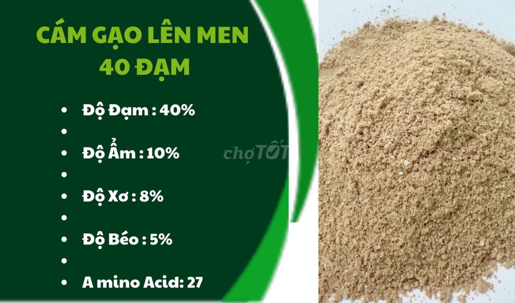 Cám Gạo Lên Men 40% Đạm rtyh